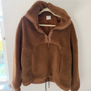Brown Sherpa Pullover Hoodie